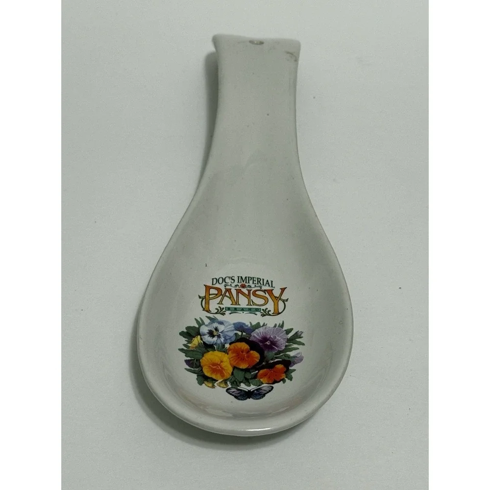 Vintage Doc's Imperial Pansy Brand Ceramic Spoon Rest / Wall Decor Cottagecore